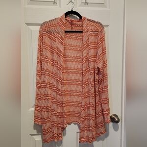Orange and White Patterned Cardigan